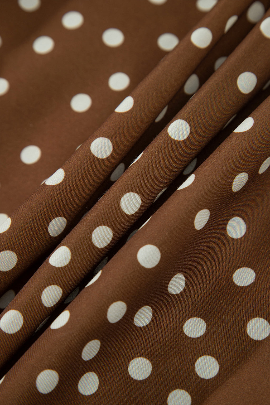 Brown V Neck Polka Dot Long Sleeve Shift Plus Size Dress