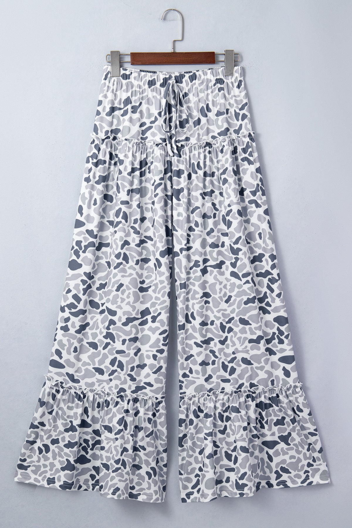 Multicolour Camo Print Wide Leg Casual Pants