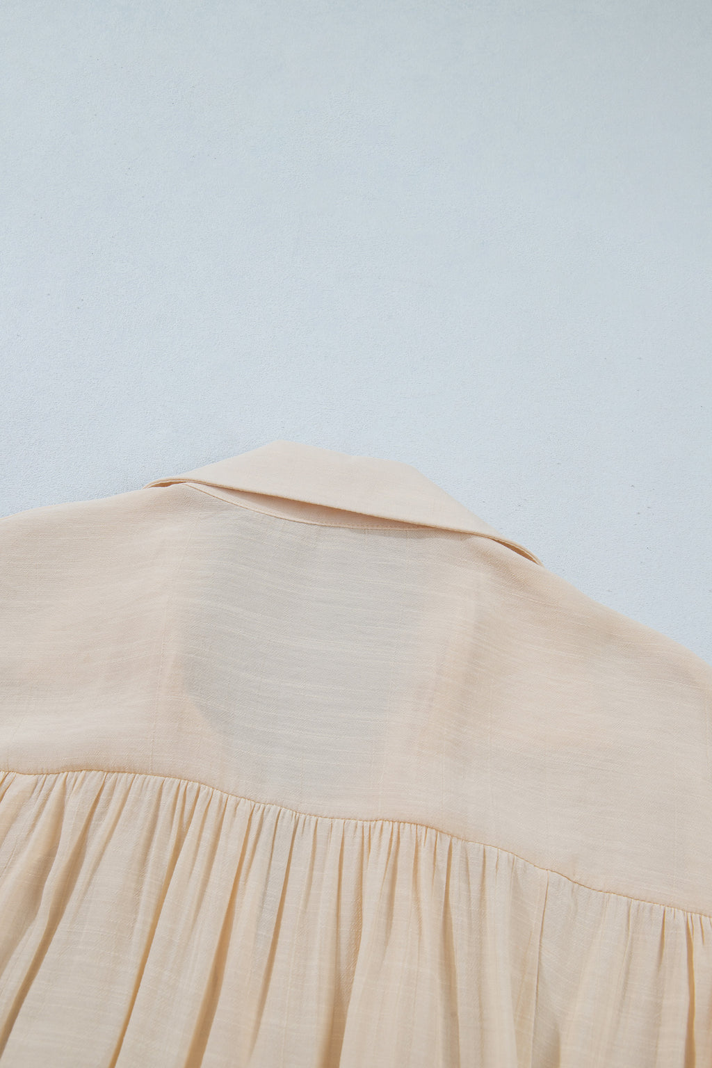 Oatmeal Sheer Lace Splicing Detail Bracelet Sleeve Loose Flowy Shirt