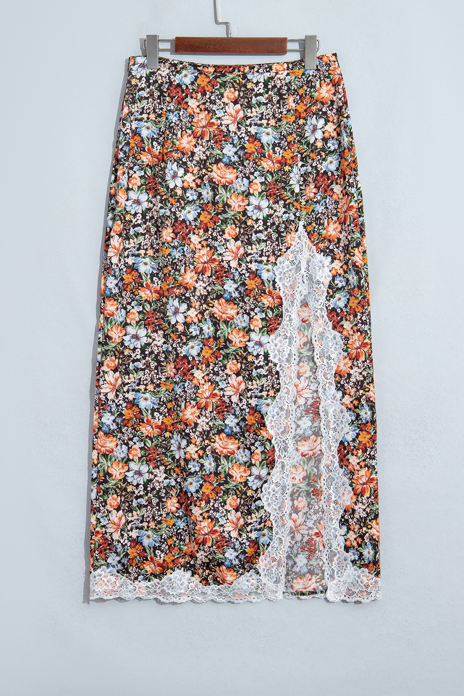 Multicolour Cheetah Print Trim Split Long Western Skirt