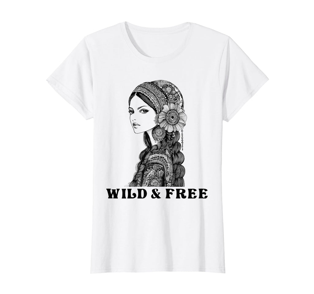 Wild And Free Boho Bohemian Hippie T-Shirt - Unique Graphic Unisex