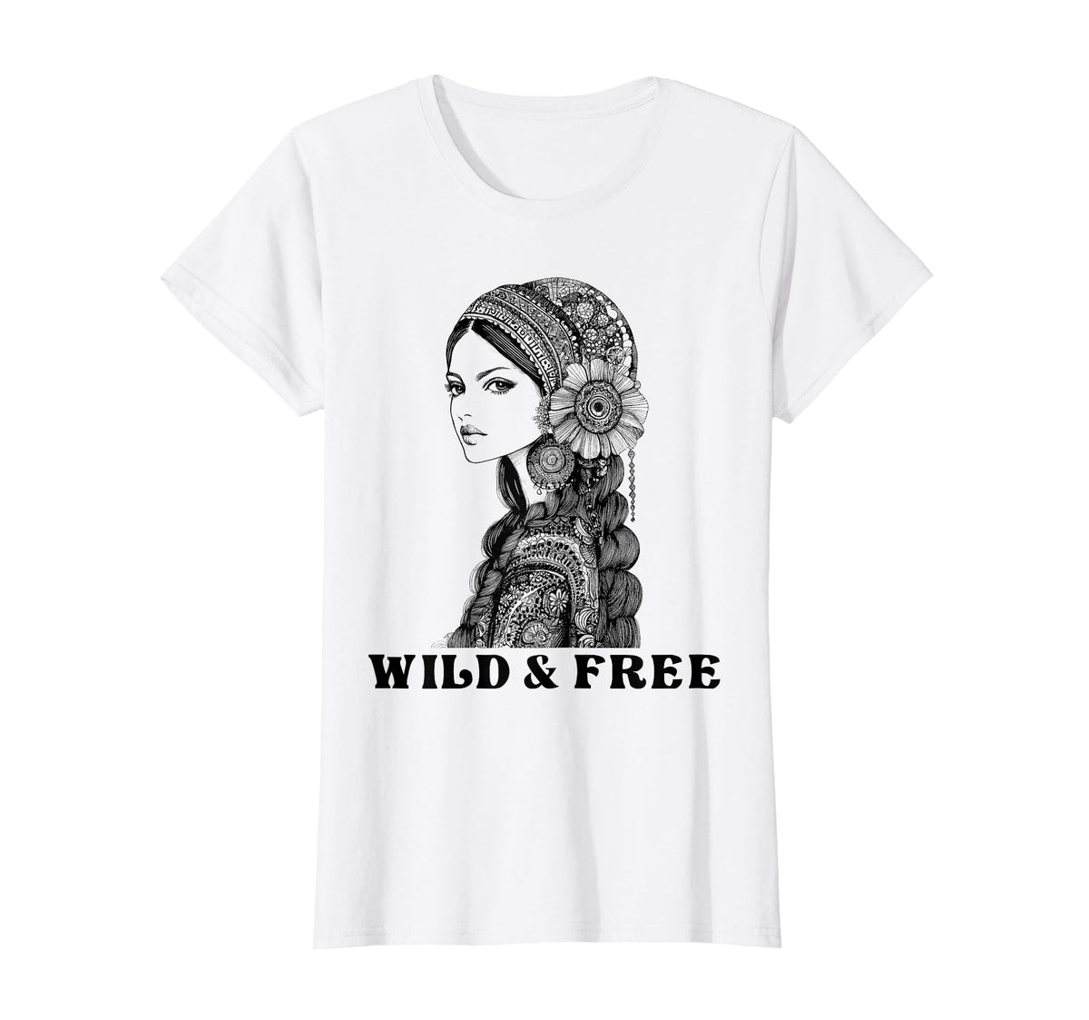 Wild And Free Boho Bohemian Hippie T-Shirt - Unique Graphic Unisex