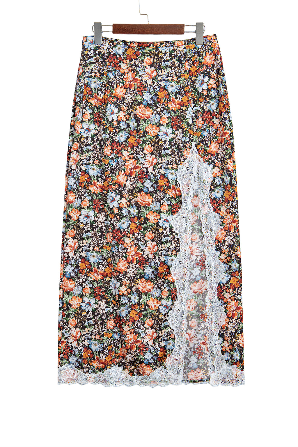 Multicolour Cheetah Print Trim Split Long Western Skirt