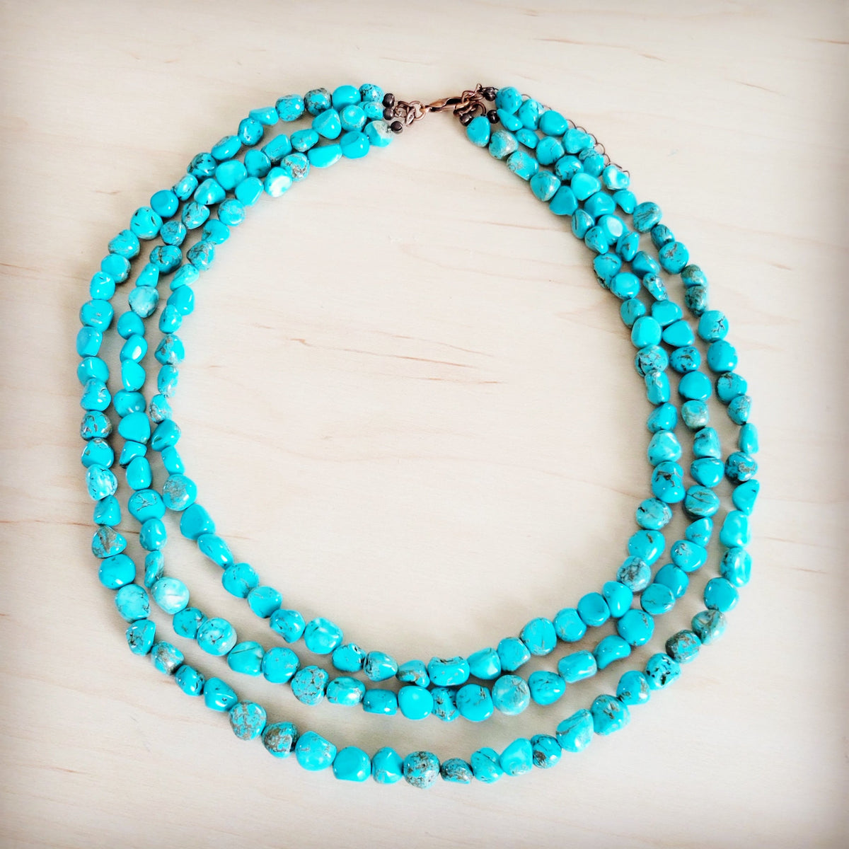 Triple Strand Layered Western Boho Turquoise Collar Necklace 264d