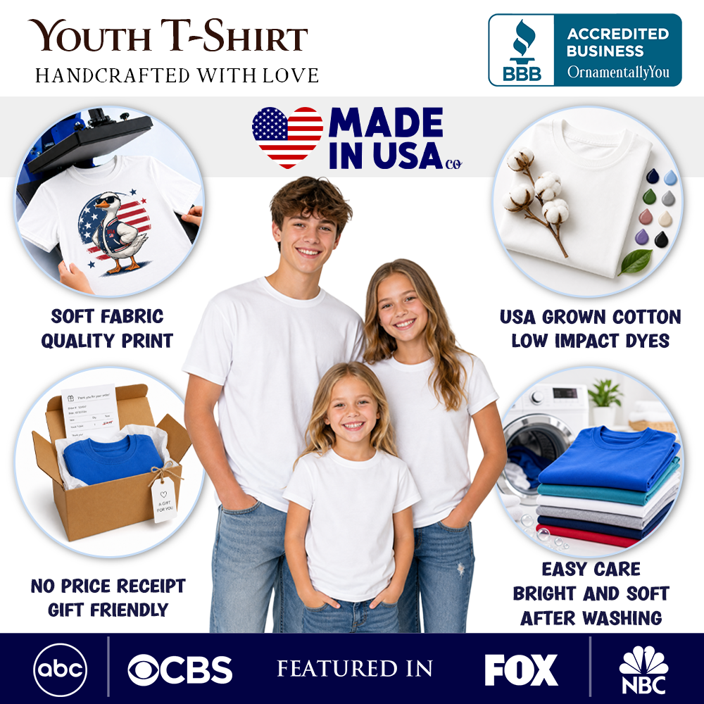 Kids Patriotic Boho Strawberries Bouquet T-Shirt, Youth 4th of July Festive Patch Tee