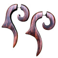 Bohemian Wooden Beach Earrings Tribal Faux Gauge Boho Organic Statement Jewelry