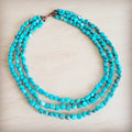 Triple Strand Layered Western Boho Turquoise Collar Necklace 264d