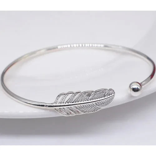 925 Sterling Silver Angel Feather Lucky Arm Cuff Designer Bracelets Bangles For Women Party Jewelry Gifts Jewellery