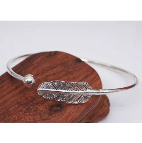 925 Sterling Silver Angel Feather Lucky Arm Cuff Designer Bracelets Bangles For Women Party Jewelry Gifts Jewellery