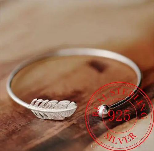 925 Sterling Silver Angel Feather Lucky Arm Cuff Designer Bracelets Bangles For Women Party Jewelry Gifts Jewellery